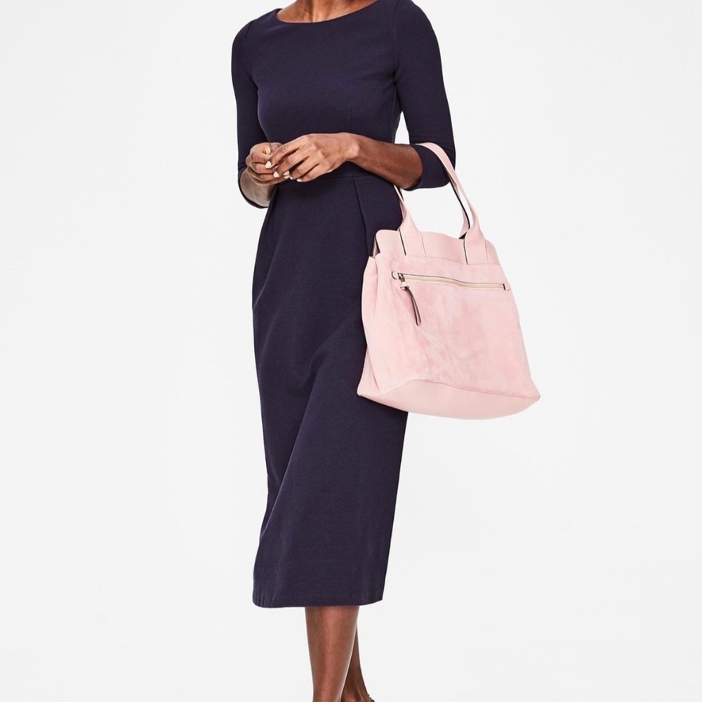 Boden 3/4 Sleeve A-Line Boat Neck Midi Dress 8R